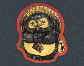 Tanuki Statue – Holographic Sticker