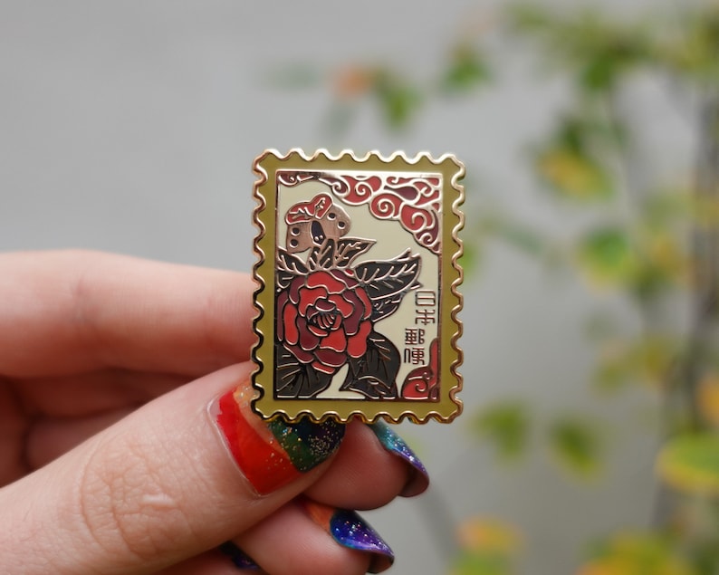 Japanese Hanafuda Stamp Enamel Pin image 3