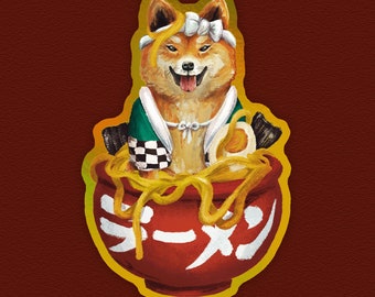 Ramen Shiba Inu – Large Holographic Sticker