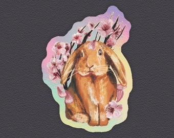 Sakura Bunny Orange – Holographic Sticker