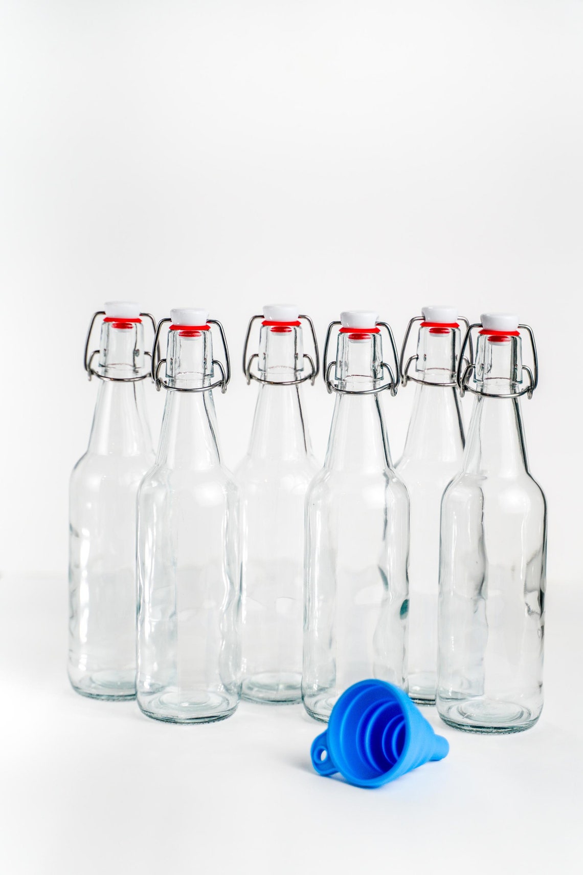 Flip Top Glass Bottles Pack of Six 6 with Rubber Funnel Etsy