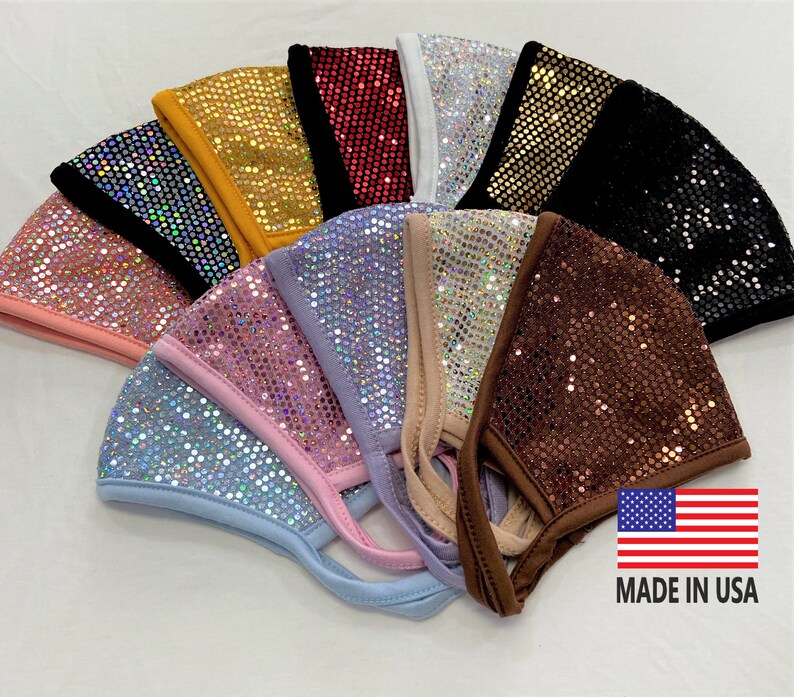 Bling Bling 3D Face Mask*Filter Pocket*Soft Cotton Fabric*Hand made/Made in USA/Washable double/layered Reusable 