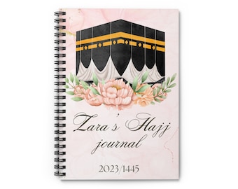 Personalised Islamic Hajj & Umrah Journal, Custom Arabic Name for Hijabi Notebook, muslim journal, quran, salah, dua journaling