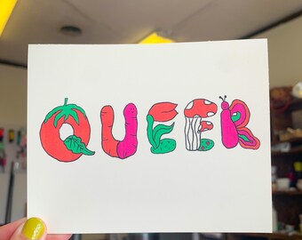 Queer Garden, Mini Print, LGBTQ+ Art, Transgender, Gay, Sapphic, Nonbinary, Genderfluid