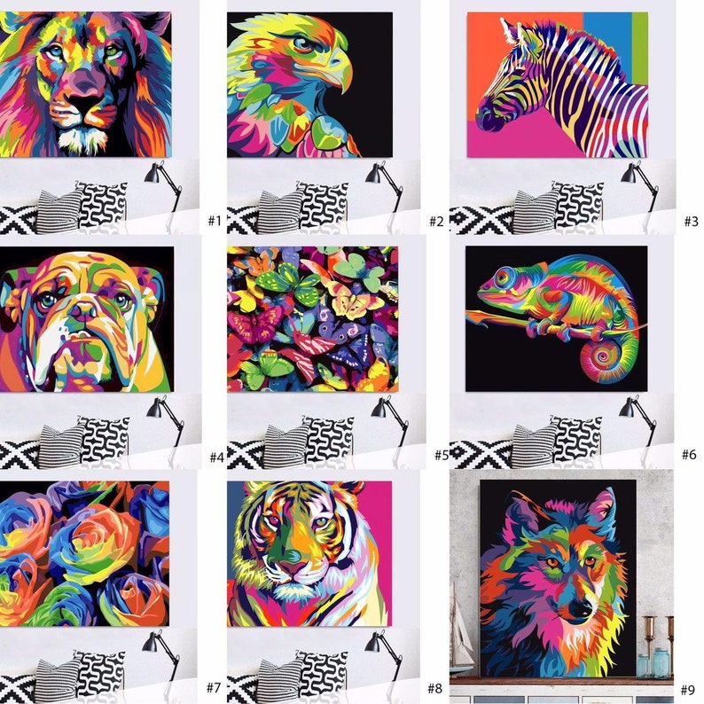 Tiere malen nach Zahlen Kit Wandkunst Löwe DIY Farbe von