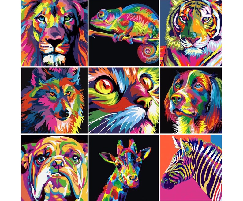Tiere malen nach Zahlen Kit Wandkunst Löwe DIY Farbe von