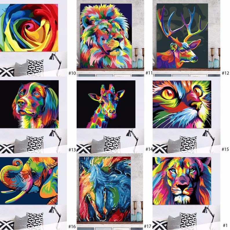 Tiere malen nach Zahlen Kit Wandkunst Löwe DIY Farbe von