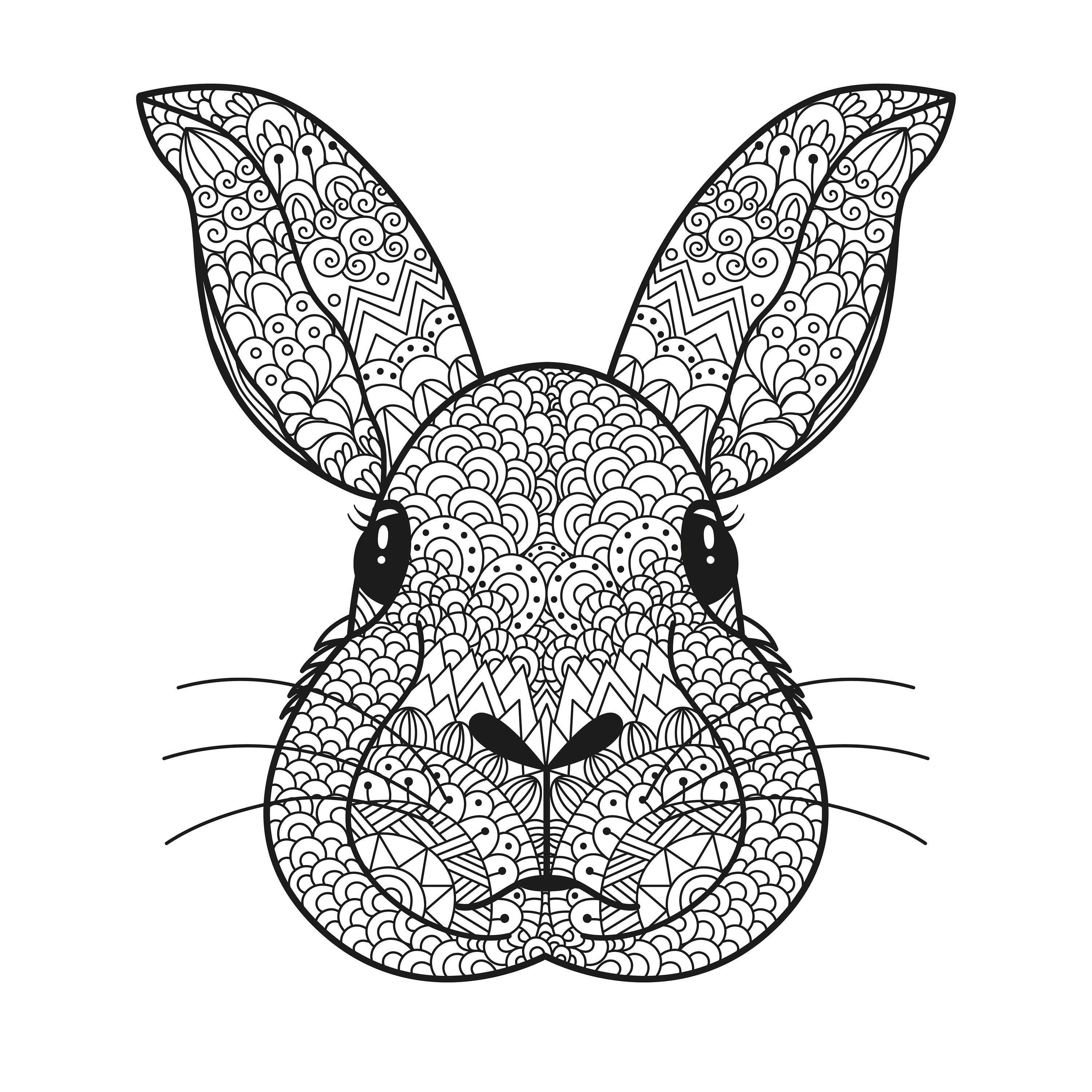 Rabbit Doodle Coloring Posters Oversized Color | Etsy