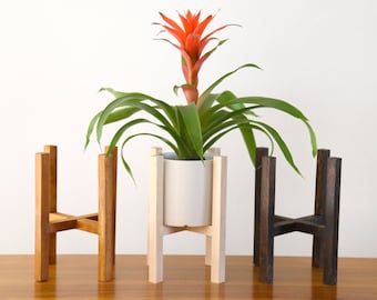 Reversible Mid Century Modern Plant Stand | Indoor Wood Planter - Retro Modern Home Décor - 6”, 8”, 10”