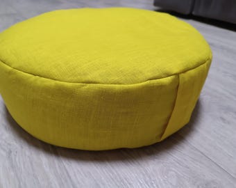 Zafu meditation cushion with cover, eco-friendly Rounde Mandala relaxation pouf, gift for yoga enthusiasts