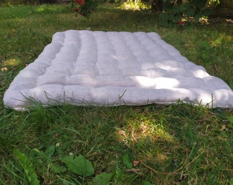 Natural Linen Yoga Futon with Buckwheat Husks - Eco Meditation Cushion