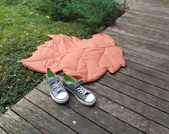 Linen Leaf Floor Mat: Hemp Filling, Decorative Sit Cushion