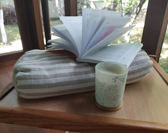 Handmade Buckwheat Bolster Pillow: Linen Cover, Massage Effect