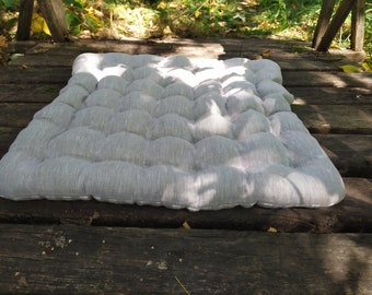 Handmade Yoga Futon Floor Cushion: Natural Linen Meditation Mat