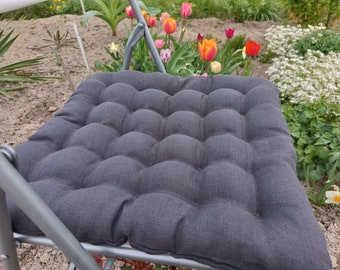 Buckwheat Hull Chair Cushion: Natural Linen Zabuton Meditation Mat