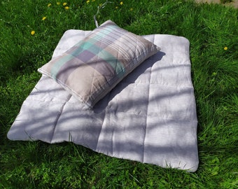 Decorative rectangular cushion for sleeping, Relaxation linen pillow with hemp filling, Gift for sister