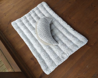 Linen Meditation Cushion Set: Crescent Zafu & Zabuton, Buckwheat Hulls