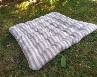 Natural Linen Yoga Futon with Buckwheat Husks - Eco Meditation Cushion