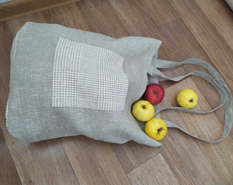 Linen Canvas Tote Bag with Pocket: Eco-Friendly Shopping Bag