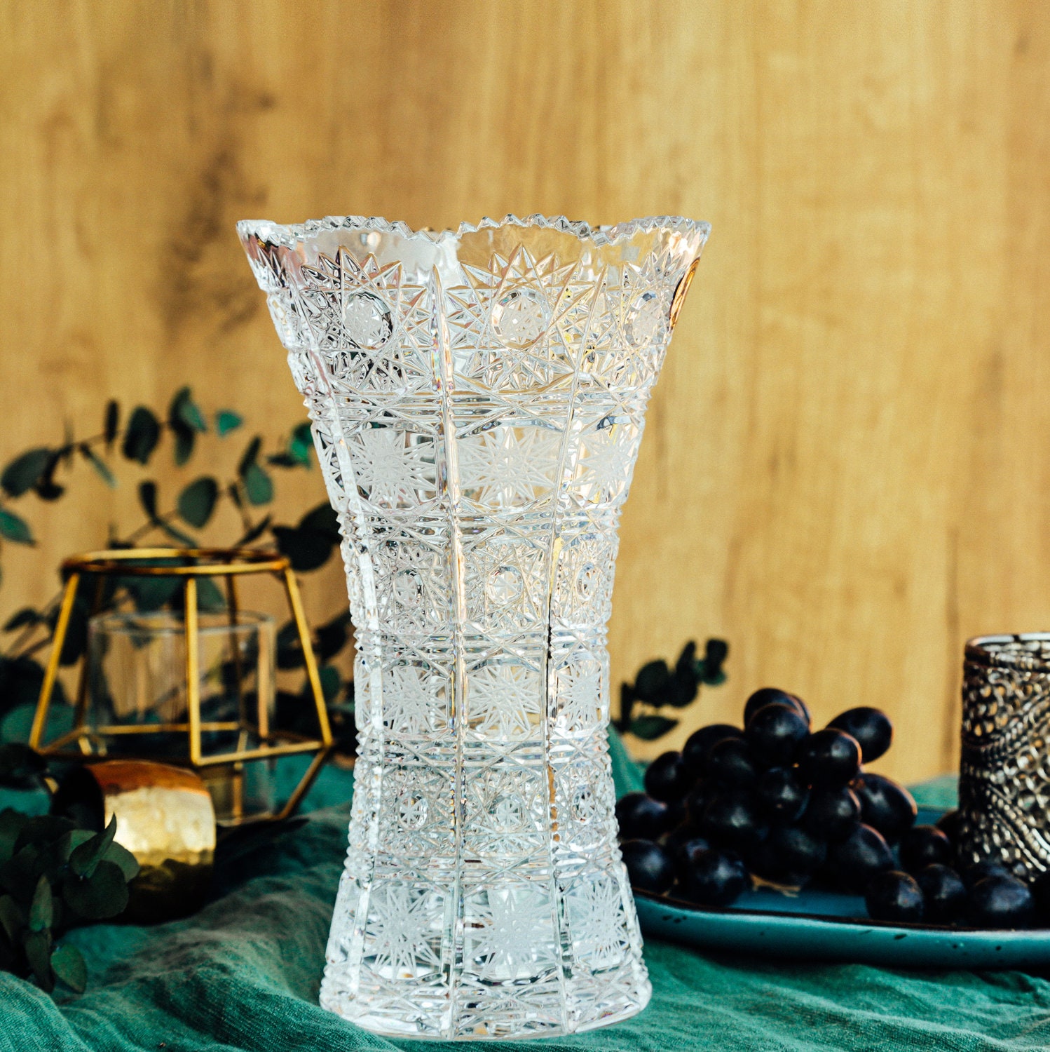 BOHEMIA 大皿　35cm Crystal Bohemia Vase Butterfly Big H305mm - Etsy