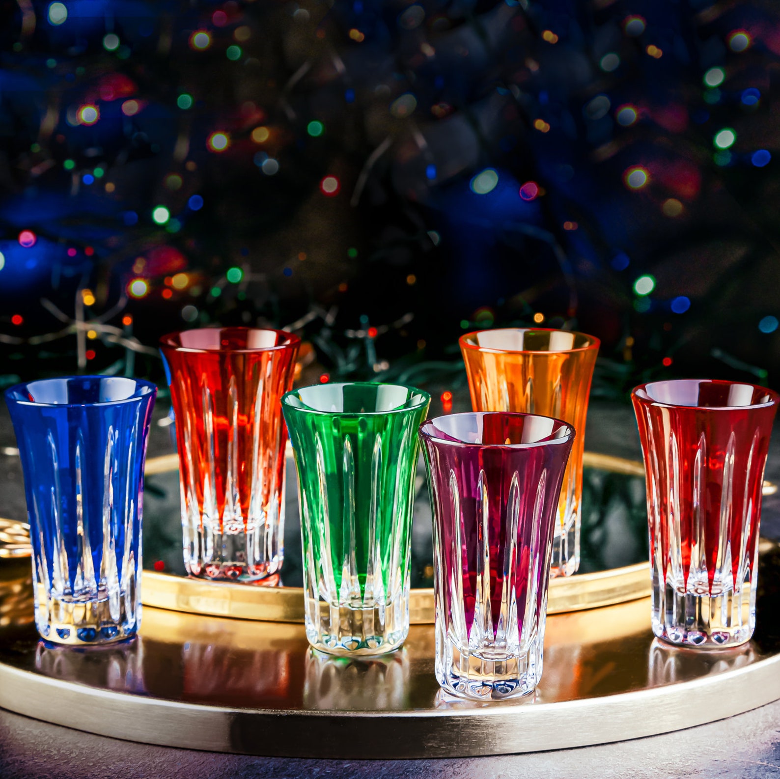 Crystal Open Shot Glasses Line Design Etsy