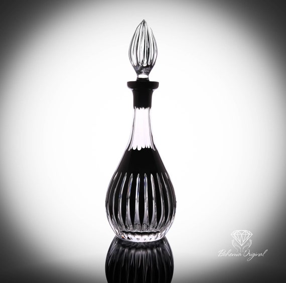 ボヘミアクリスタルウイスキーボトル 750ml ブラックカラー - Etsy 日本