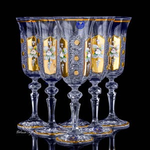 Bohemia Crystal Champagne Glasses Enamel 6pcs 150ml