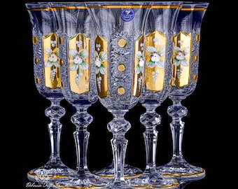 Bicchieri da champagne in cristallo Bohemia smaltati 6 pezzi 150 ml