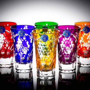 Crystal Open Shot Glasses Grape Design