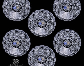 Set Of Six Beautiful Round Handcut Crystal Plates