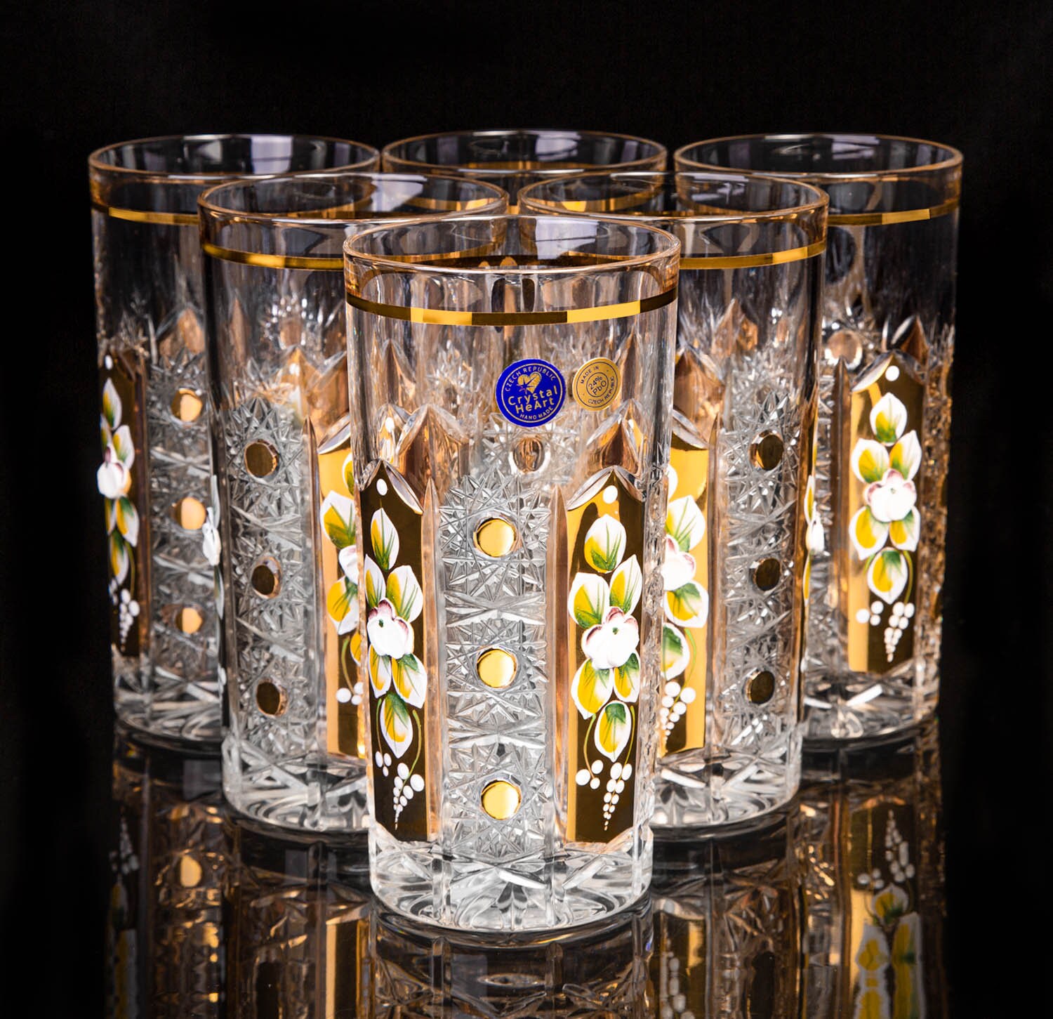 Bohemia Crystal Water Glasses ENAMEL 6pcs 350ml - Etsy