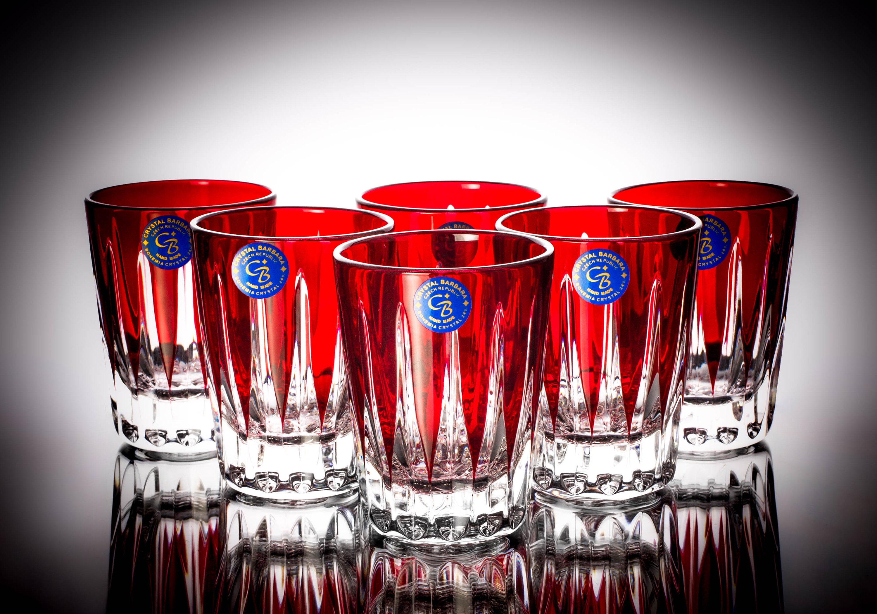 CRYSTAL RED WINE GLASSES COLOR LINES DESIGN - Bohemia Crystal - Original  crystal from Czech Republic.