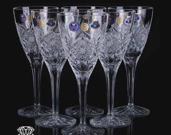 Bohemian Hand Cut Crystal Wine Glasses – Subtle Brilliance