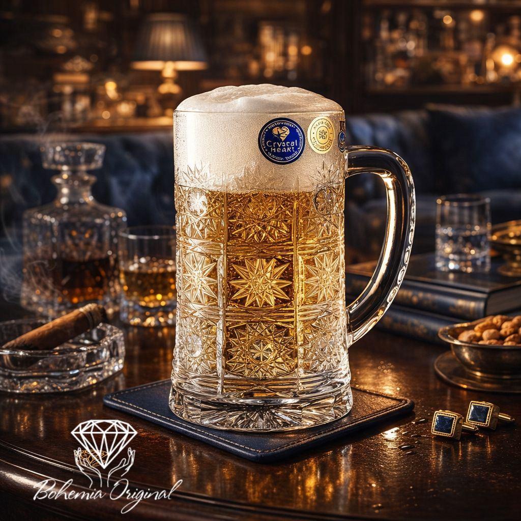 ビールジョッキ 500ml、ハンドカット ボヘミア クリスタル、2 個セット