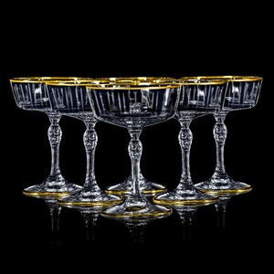Crystal Champagne Glasses Gold Line  6pcs 150ml