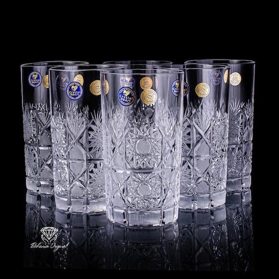 リッチカット ボヘミアクリスタル ウォーターグラス 6個 300ml - Etsy 日本