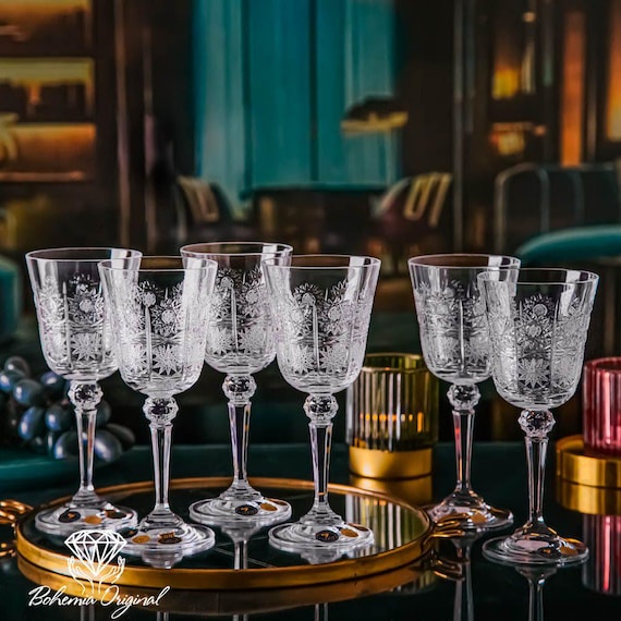 Bohemian Handcrafted Crystal White Wine Glasses – Timeless Czech