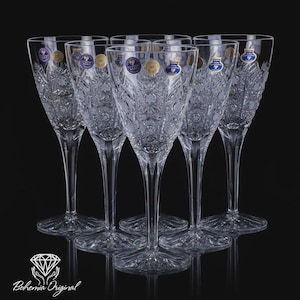 Bohemian Hand-Cut Crystal Wine Glasses – Timeless Beauty in Every Pour