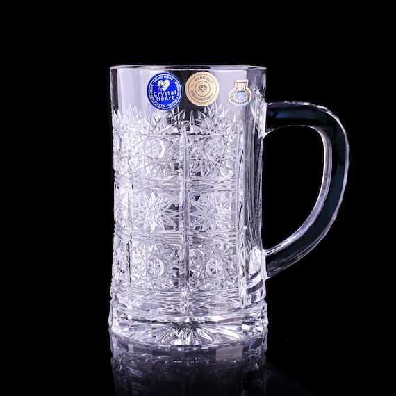 ビールジョッキ 500ml、ハンドカット ボヘミア クリスタル、2 個セット