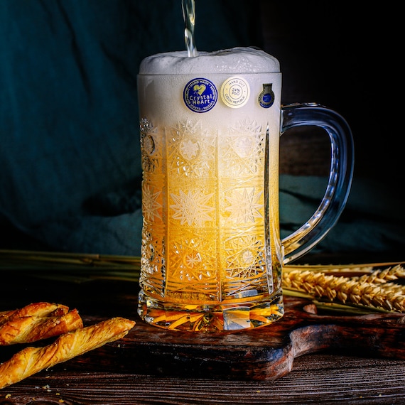 ボヘミアクリスタルハンドカットビールジョッキ500ml - Etsy 日本