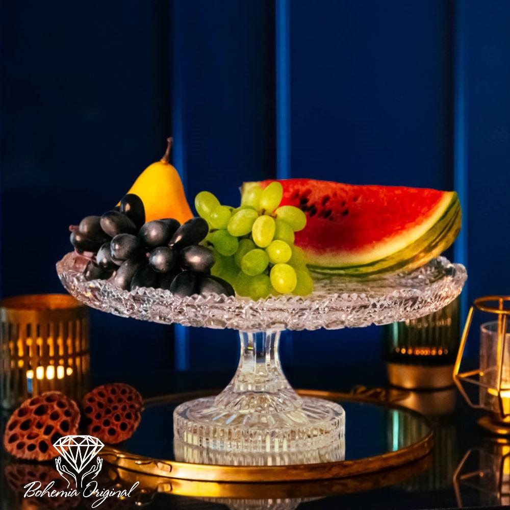 手作りのボヘミアンクリスタルの脚付きボウル – 315 mmの贅沢な