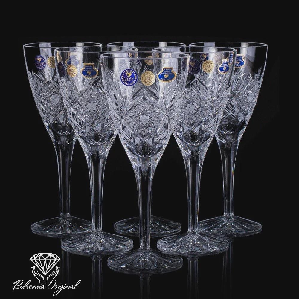 Bohemian Hand Cut Crystal Wine Glasses – Subtle Brilliance