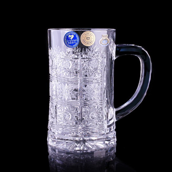 Bohemia Crystal Hand Cut Beer Mug 500ml