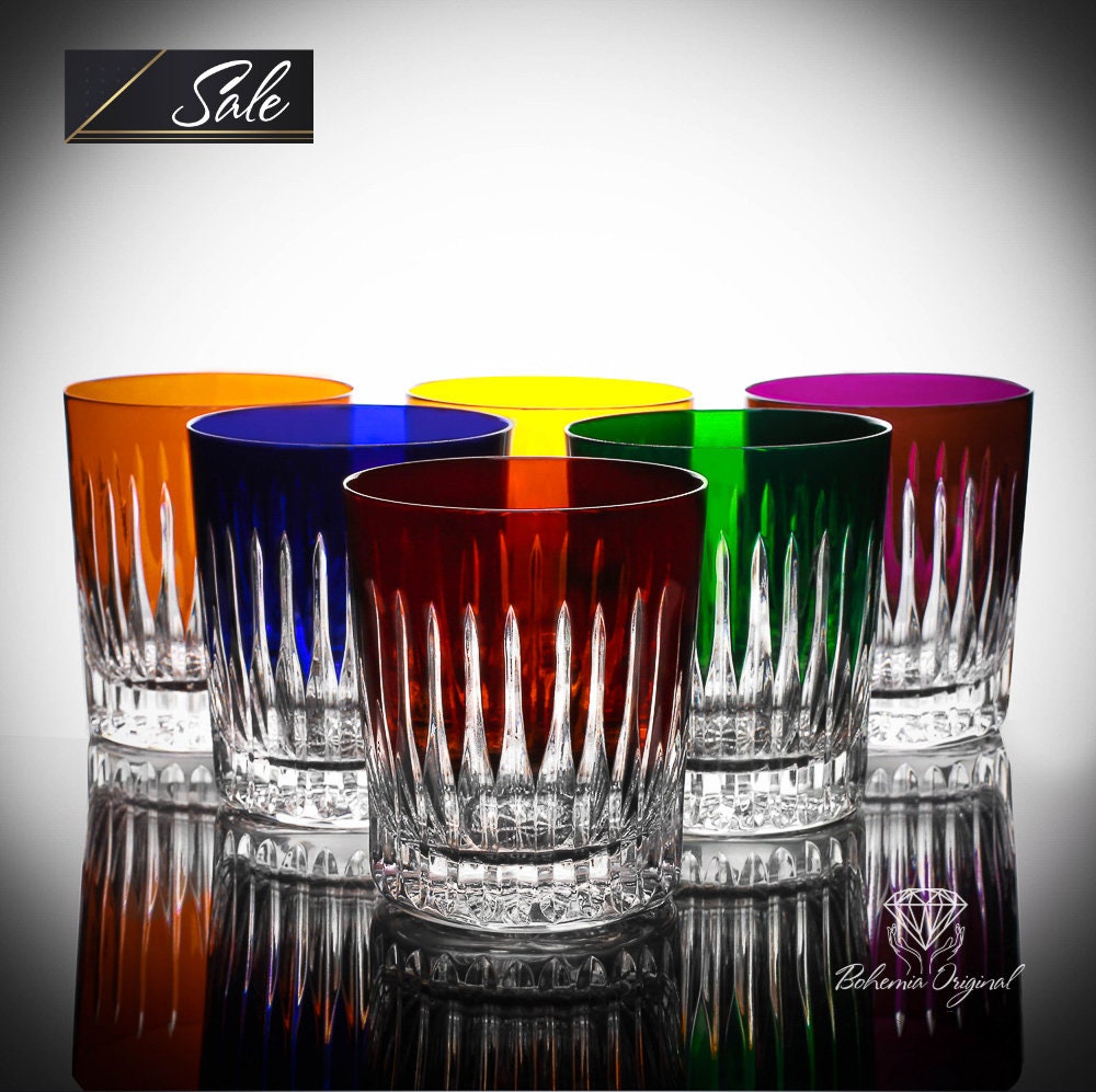 CRYSTAL WATER GLASSES COLOR LINES DESIGN 320ML - Bohemia Crystal