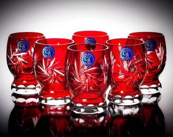 Crystal Shot Glasses Red Bomb Design