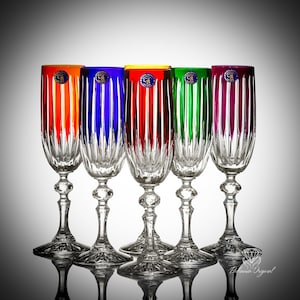 Multicolor Handcut Crystal Champagne Glasses