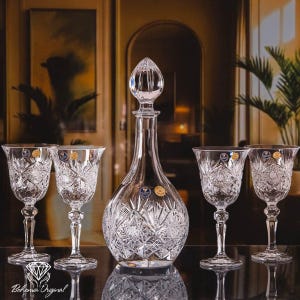 ガラス BOHEMIA Cristal - BOHEMIA CRYSTAL Exclusive Bohemia Crystal Red Wine Set 4+1 - Etsy