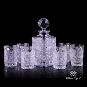 Bohemia Glass 12個セット Classic Bohemia Crystal Whiskey Set 6+1 - Etsy