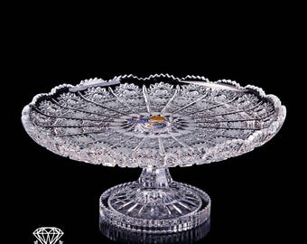 Handcrafted Bohemian Crystal Footed Bowl – 315 mm Centerpiece of Luxury