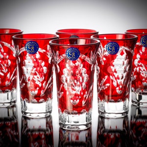 Crystal Open Shot Glasses Grape Design
